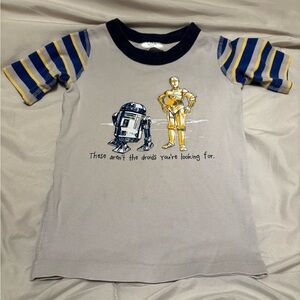 Hanna Andersson Gray Pajama Top with Blue and Yellow Stripes